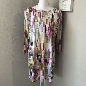 London Times Abstract 3/4 Sleeve Mini Dress